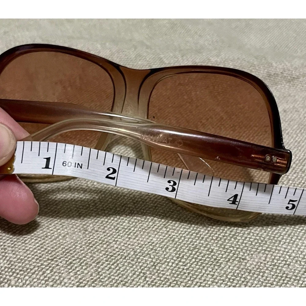 70s Oversized Sunglasses Gradient Brown Translucent Plastic Square Frame Taiwan